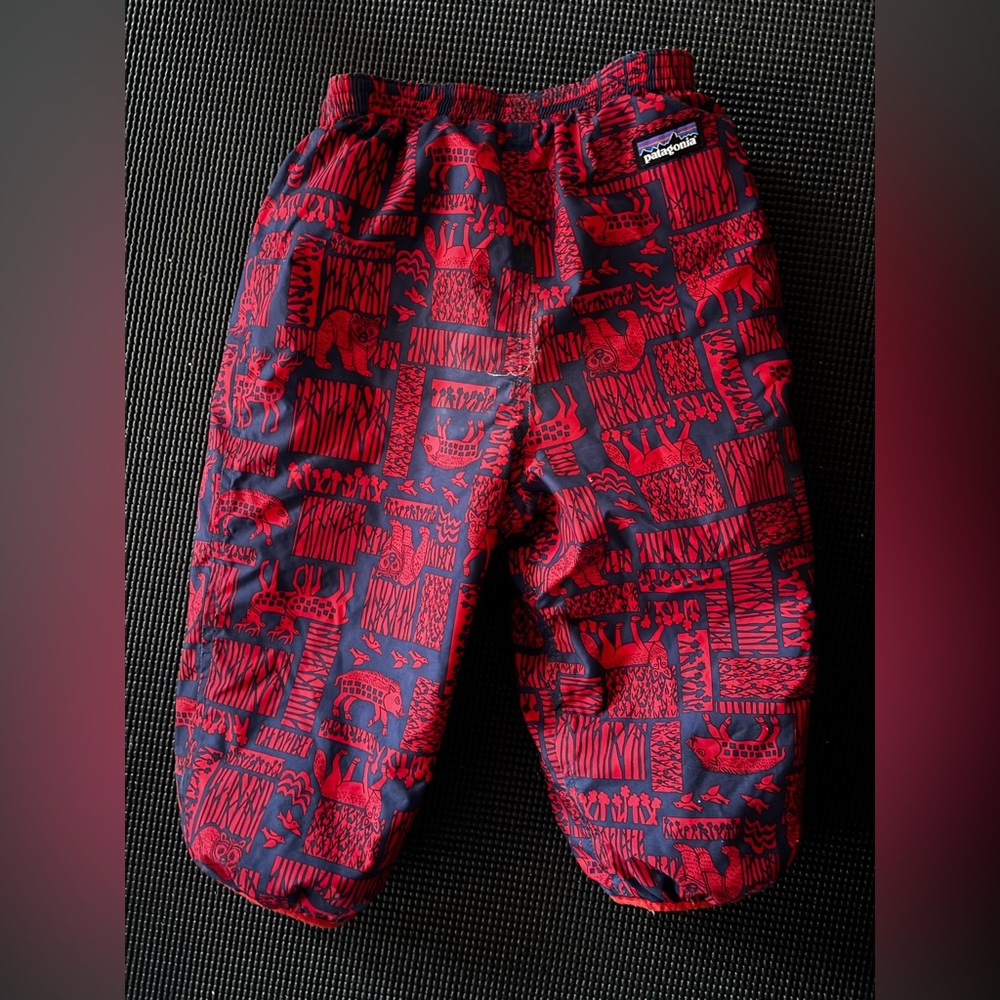 Patagonia Red & Navy Printed Kids outdoor pants